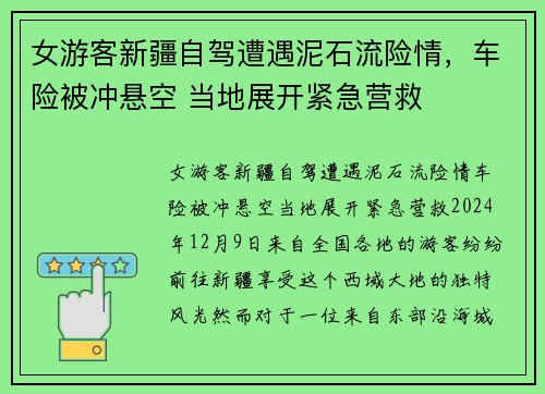 女游客新疆自驾遭遇泥石流险情,车险被冲悬空 当地展开紧急营救